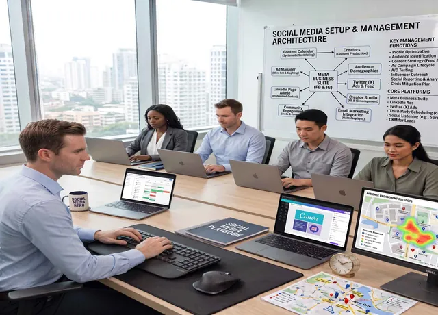 Social media management illustration